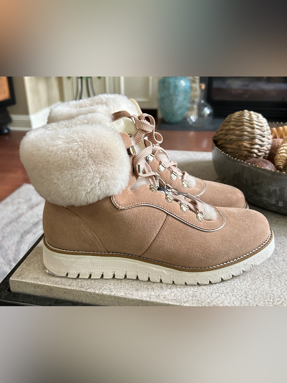 New Cole Haan ZeroGrand Explore Upstate Waterproof Shearling Hiking Boots Sz 9